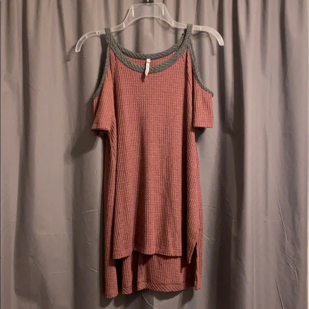 Off the shoulder waffle top